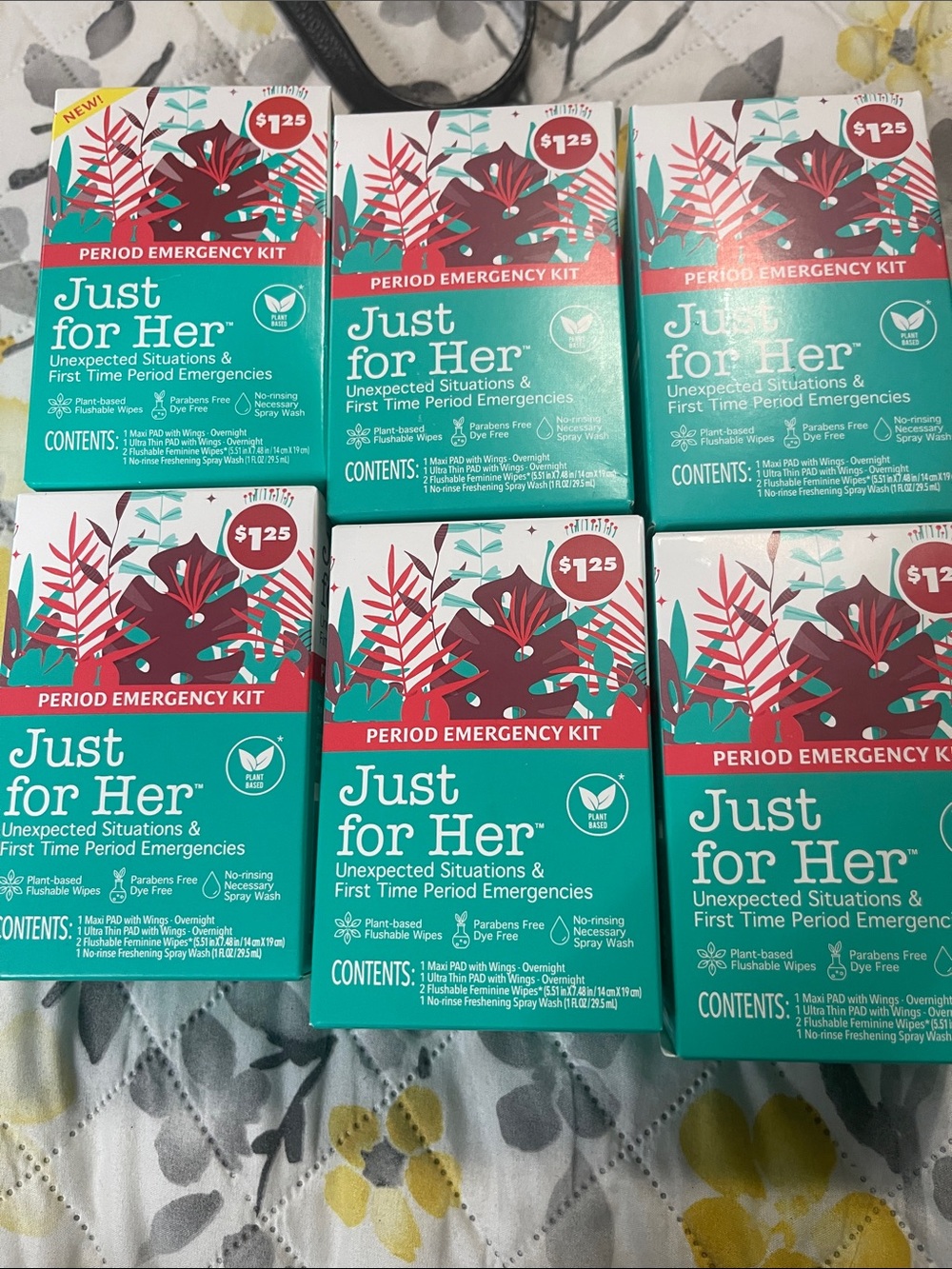 Bundle of 6 Just for Her Period Emergency Kits